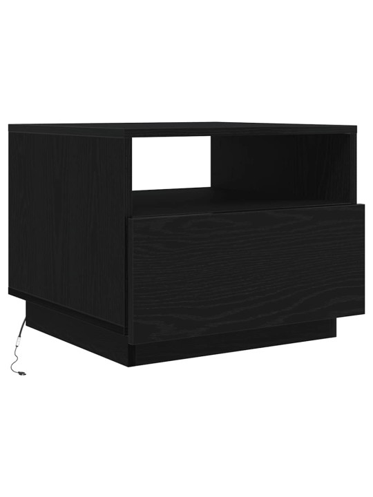 Konferenční stolek s led světly dub černý 50x49x40 cm