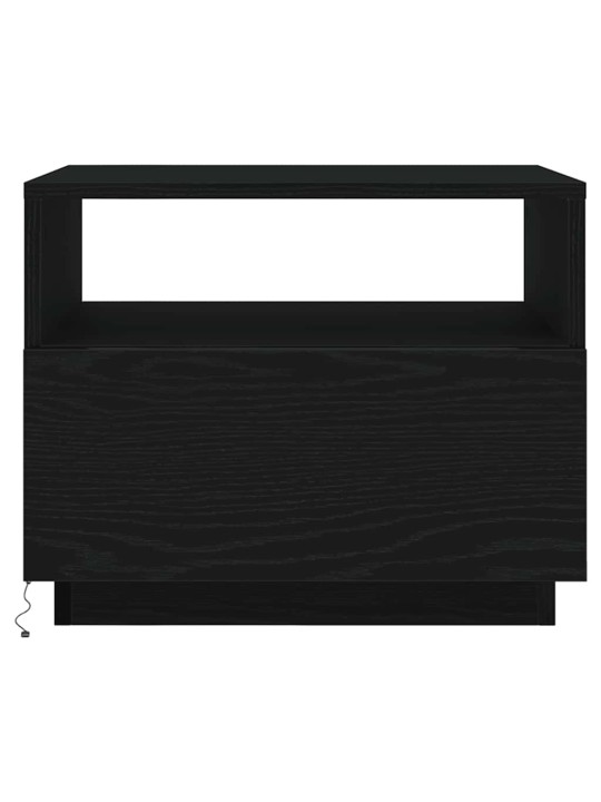 Konferenční stolek s led světly dub černý 50x49x40 cm