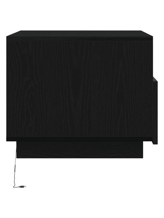 Konferenční stolek s led světly dub černý 50x49x40 cm