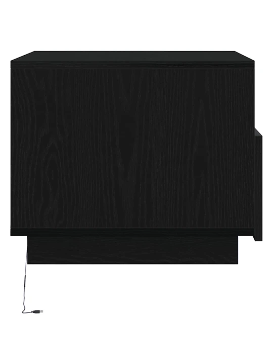 Konferenční stolek s led světly dub černý 50x49x40 cm