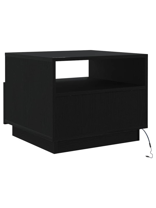 Konferenční stolek s led světly dub černý 50x49x40 cm
