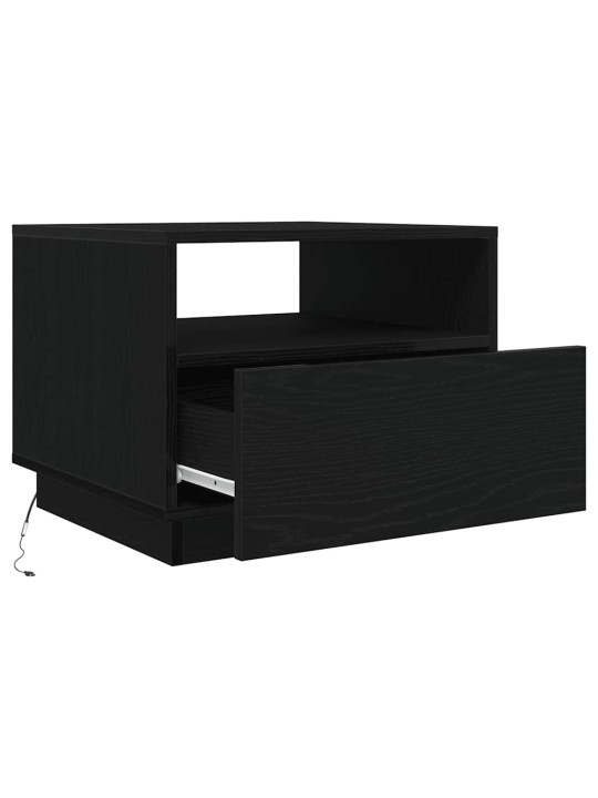 Konferenční stolek s led světly dub černý 50x49x40 cm