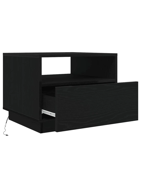 Konferenční stolek s led světly dub černý 50x49x40 cm