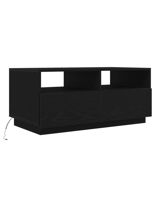 Konferenční stolek s led světly dub černý 90x49x40 cm