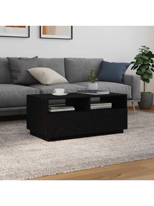Konferenční stolek s led světly dub černý 90x49x40 cm