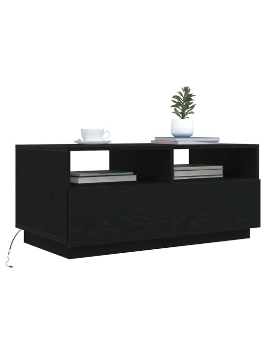Konferenční stolek s led světly dub černý 90x49x40 cm