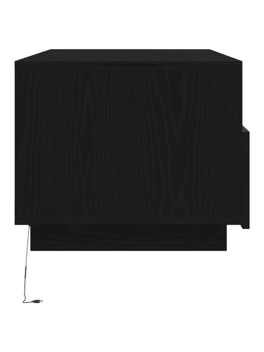 Konferenční stolek s led světly dub černý 90x49x40 cm