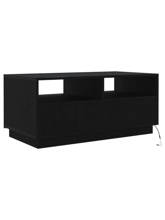 Konferenční stolek s led světly dub černý 90x49x40 cm