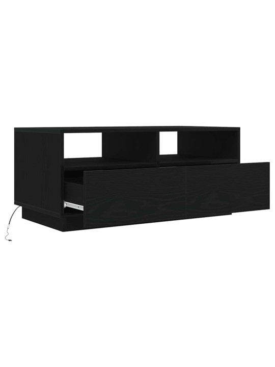 Konferenční stolek s led světly dub černý 90x49x40 cm