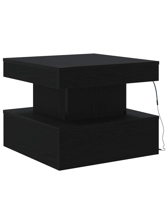 Konferenční stolek s led světly dub černý 50x50x40 cm