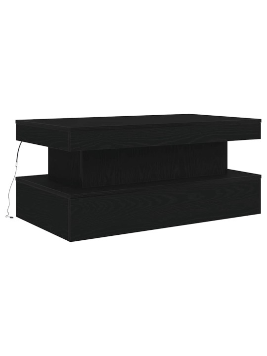 Konferenční stolek s led světly dub černý 90x50x40 cm