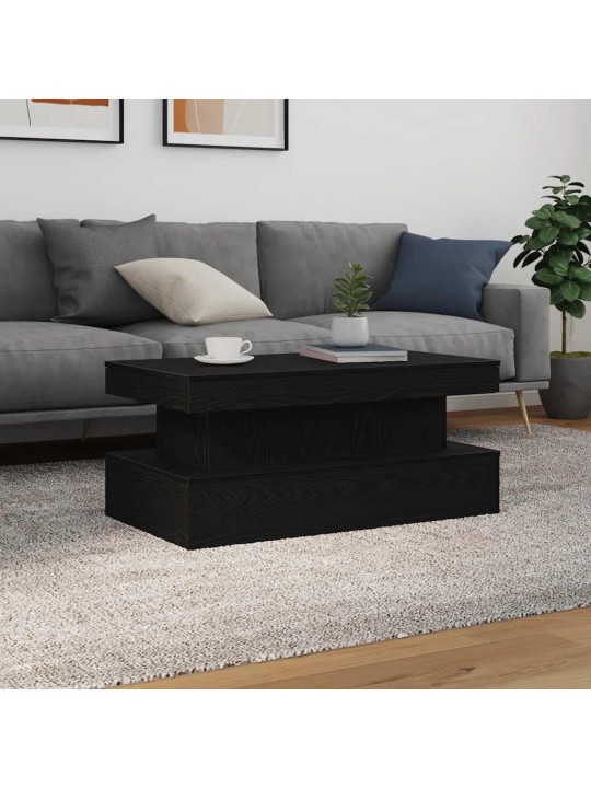 Konferenční stolek s led světly dub černý 90x50x40 cm