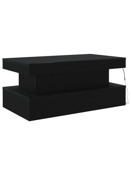 Konferenční stolek s led světly dub černý 90x50x40 cm