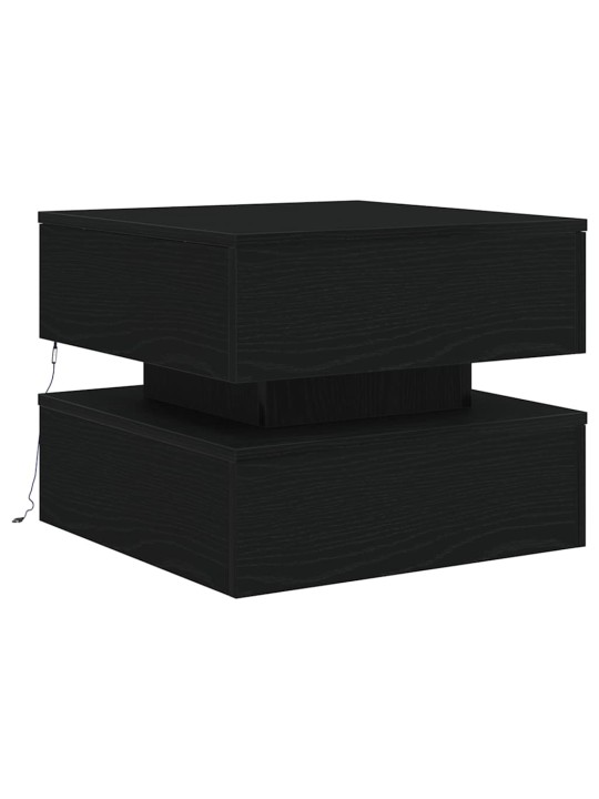 Konferenční stolek s led světly dub černý 50x50x40 cm