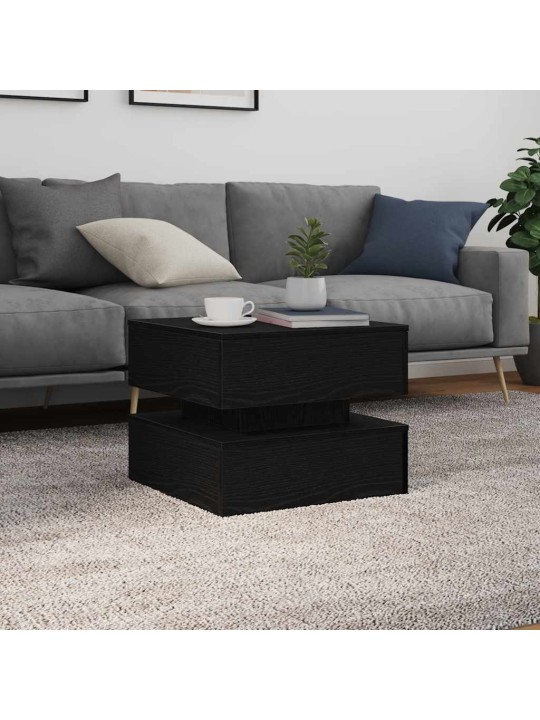Konferenční stolek s led světly dub černý 50x50x40 cm