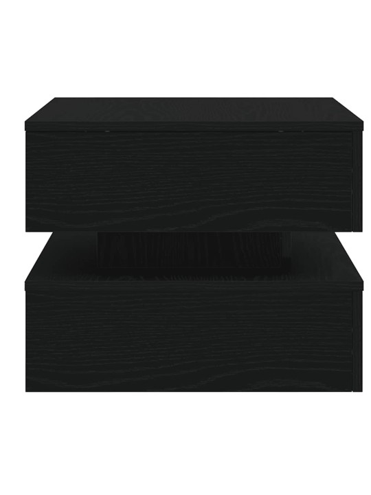Konferenční stolek s led světly dub černý 50x50x40 cm