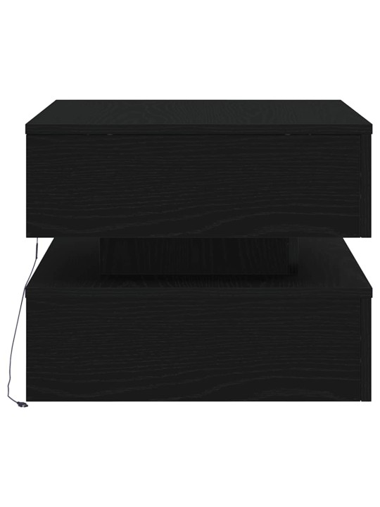 Konferenční stolek s led světly dub černý 50x50x40 cm