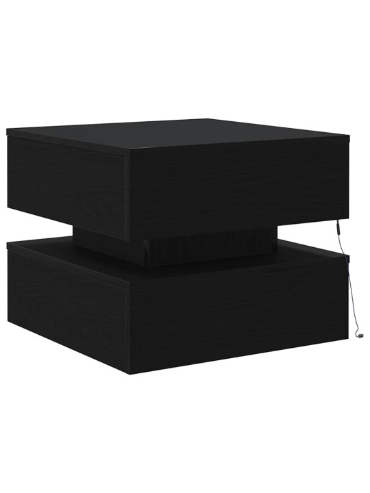 Konferenční stolek s led světly dub černý 50x50x40 cm