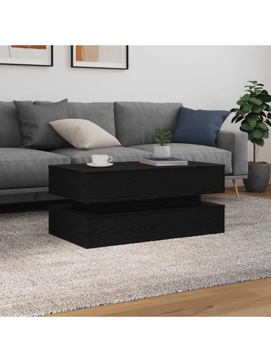 Konferenční stolek s led světly dub černý 90x50x40 cm