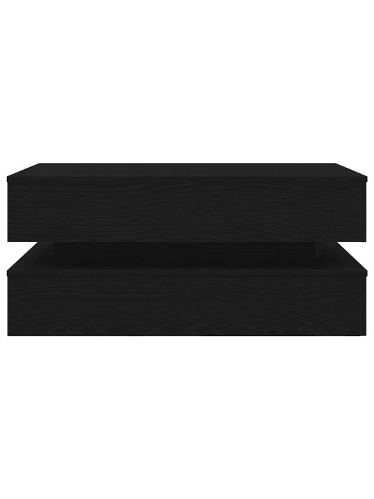 Konferenční stolek s led světly dub černý 90x50x40 cm