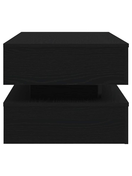Konferenční stolek s led světly dub černý 90x50x40 cm