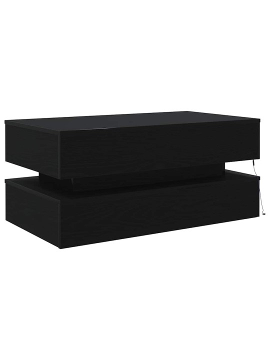 Konferenční stolek s led světly dub černý 90x50x40 cm