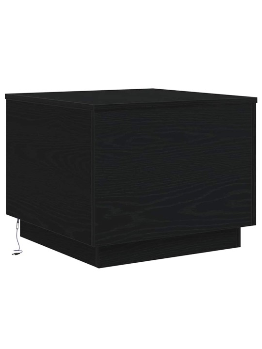 Konferenční stolek s led světly dub černý 50x50x40 cm
