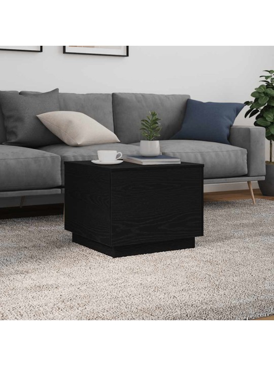 Konferenční stolek s led světly dub černý 50x50x40 cm