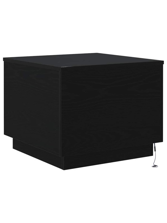 Konferenční stolek s led světly dub černý 50x50x40 cm