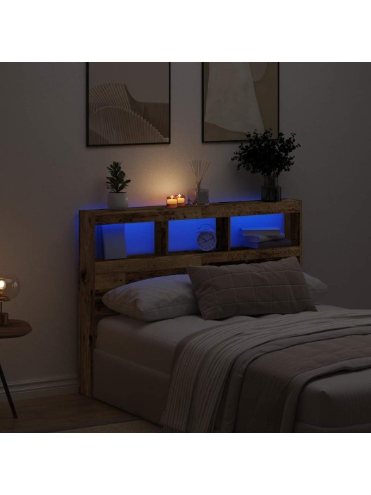 Čelní skříň s led staré dřevo 140x17x102 cm