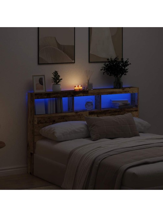 Čelní skříň s led staré dřevo 160x17x102 cm
