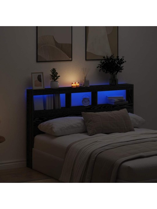 Čelní skříň s led diodami dub černý 160x17x102 cm