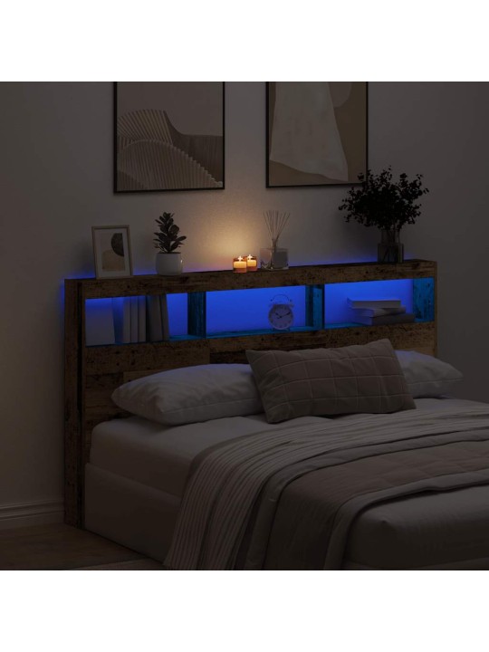 Čelní skříň s led staré dřevo 180x17x102 cm