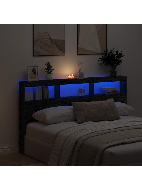 Čelní skříň s led diodami dub černý 180x17x102 cm