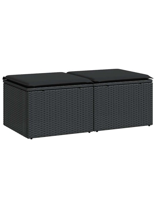 2dílná zahradní sestava s poduškami černá polyratan akácie
