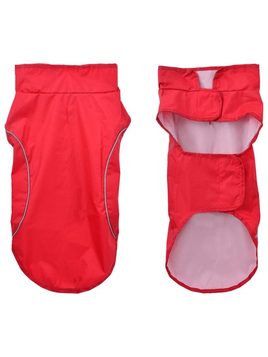 Pláštěnka pro psy s reflexními proužky polyester červená m