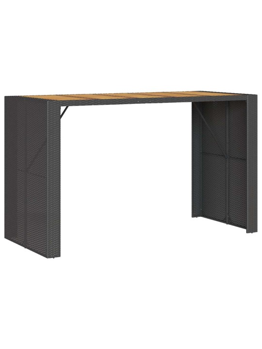 7dílný zahradní barový set s poduškami černý polyratan akácie