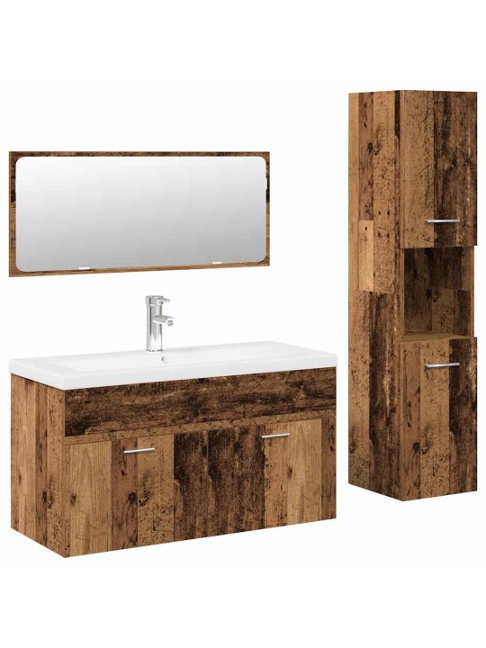 4dílná koupelnová sestava old wood kompozitní dřevo