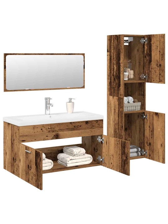 4dílná koupelnová sestava old wood kompozitní dřevo
