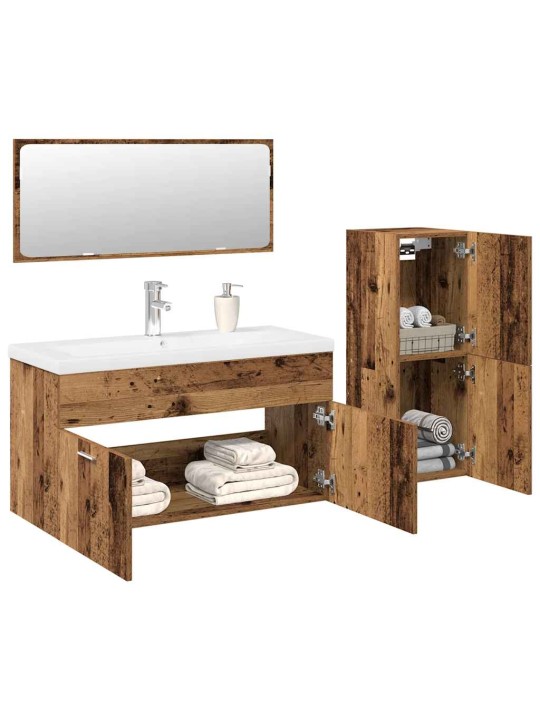 4dílná koupelnová sestava old wood kompozitní dřevo
