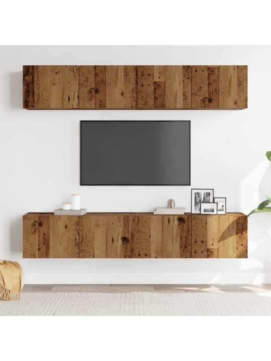 Nástěnné tv skříňky 4 ks starého dřeva kompozitní dřevo