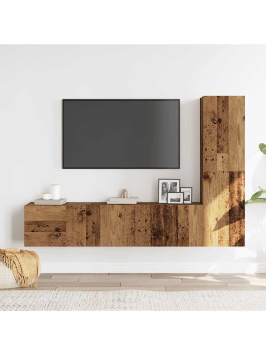 Nástěnné tv skříňky 3 ks starého dřeva kompozitní dřevo