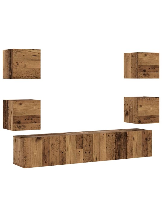 Nástěnné tv skříňky 6 ks old wood kompozitní