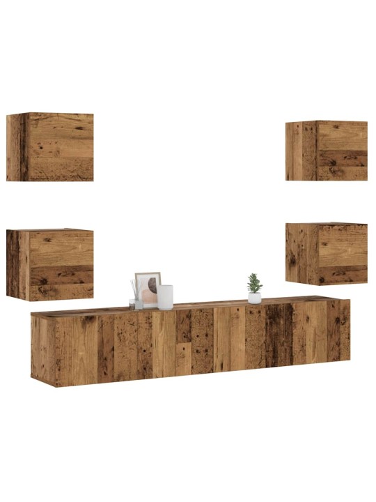 Nástěnné tv skříňky 6 ks old wood kompozitní