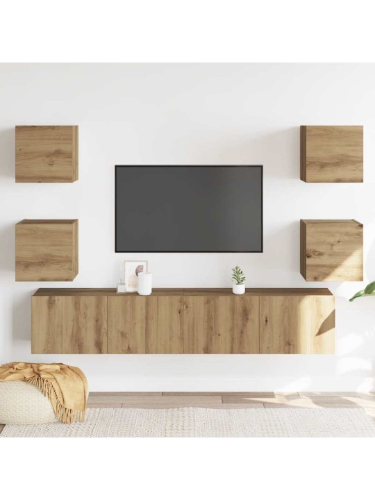 Nástěnné tv skříňky 6 ks dub artisan kompozitní