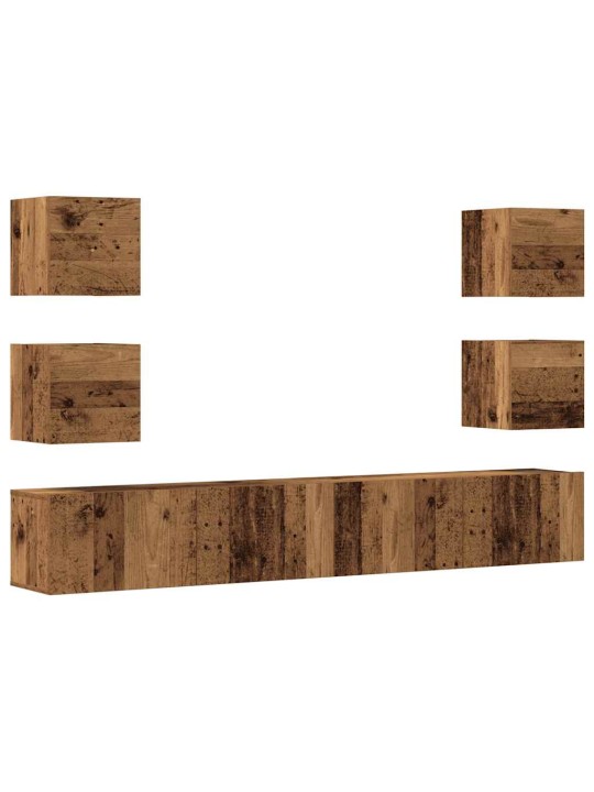 Nástěnné tv skříňky 6 ks old wood kompozitní