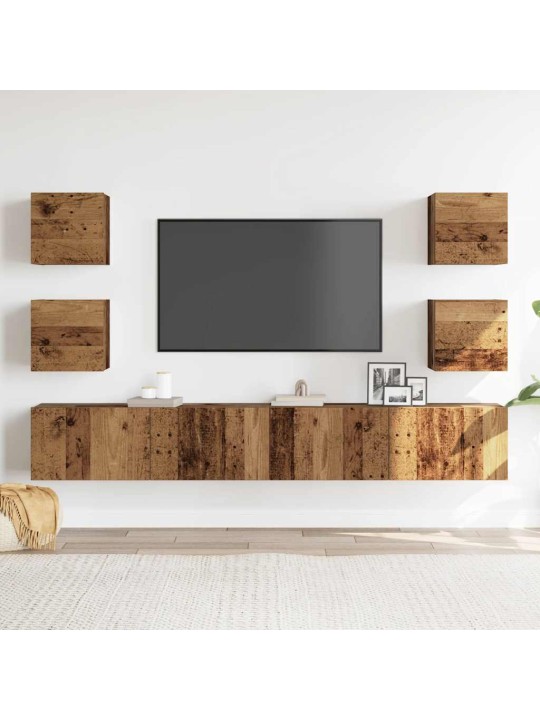 Nástěnné tv skříňky 6 ks old wood kompozitní