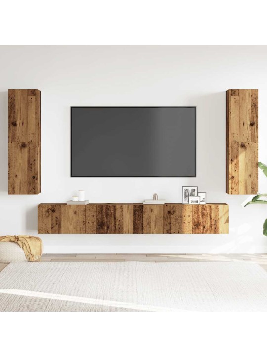 Nástěnné tv skříňky 4 ks starého dřeva kompozitní dřevo