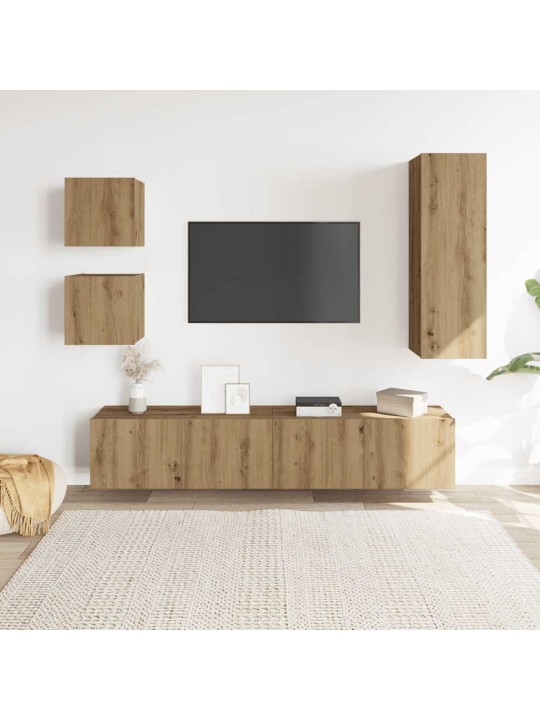 Sada 5 kusů nástěnné tv skříňka dub artisan kompozitní dřevo