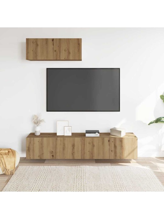 Sada 3 kusů nástěnné tv skříňka dub artisan kompozitní dřevo